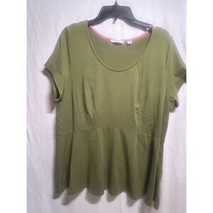 Isaac Mizrahi Live Shirt Womens XL Short Sleeve Scoop Neck Flowy Casual Top